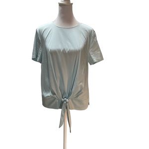 Dylan Gray Powder Blue Short Sleeve Zip Back Tie Front Blouse Size Medium